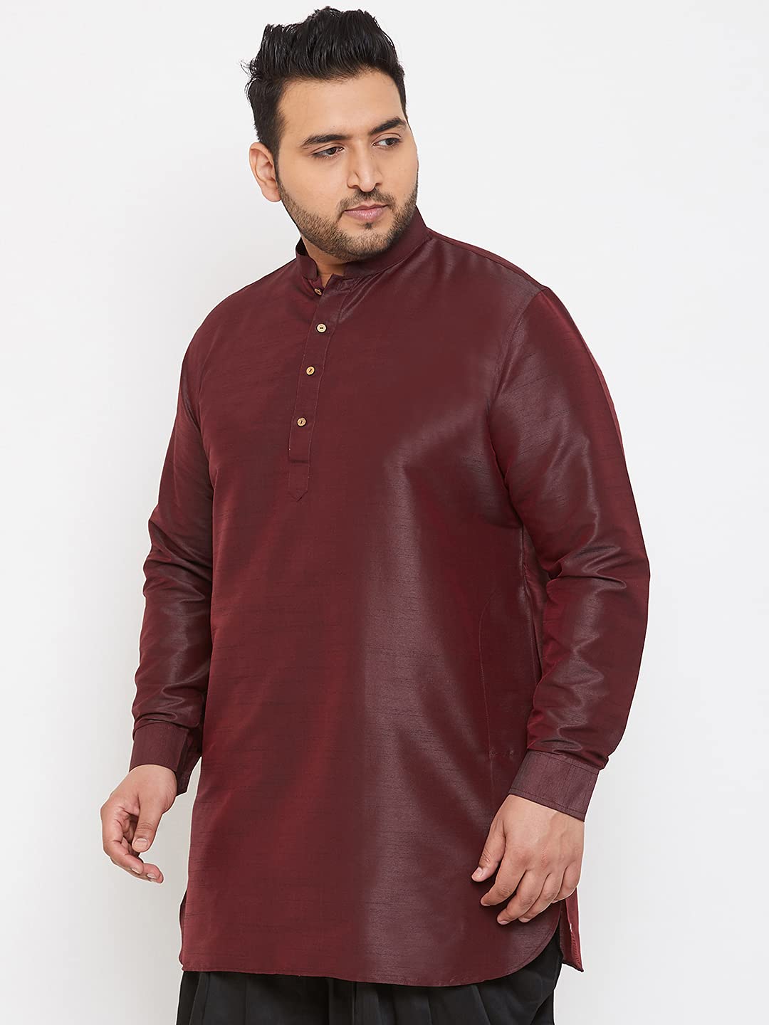 VASTRAMAY Plus Mens Wine Silk Blend Kurta (VPLUSMUK001WN_52)