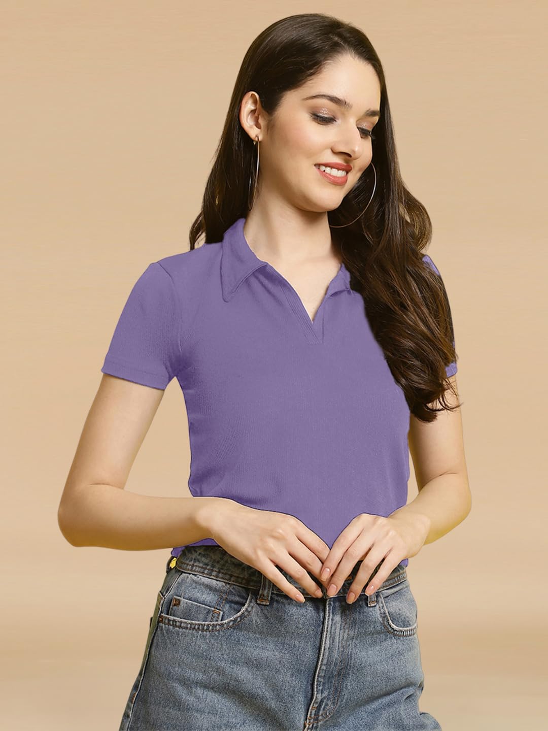 Tee Projekt Solid Stylish Casual Slim Fit Top & Tunic for Women & Girls ll College Top & T-Shirt for Women