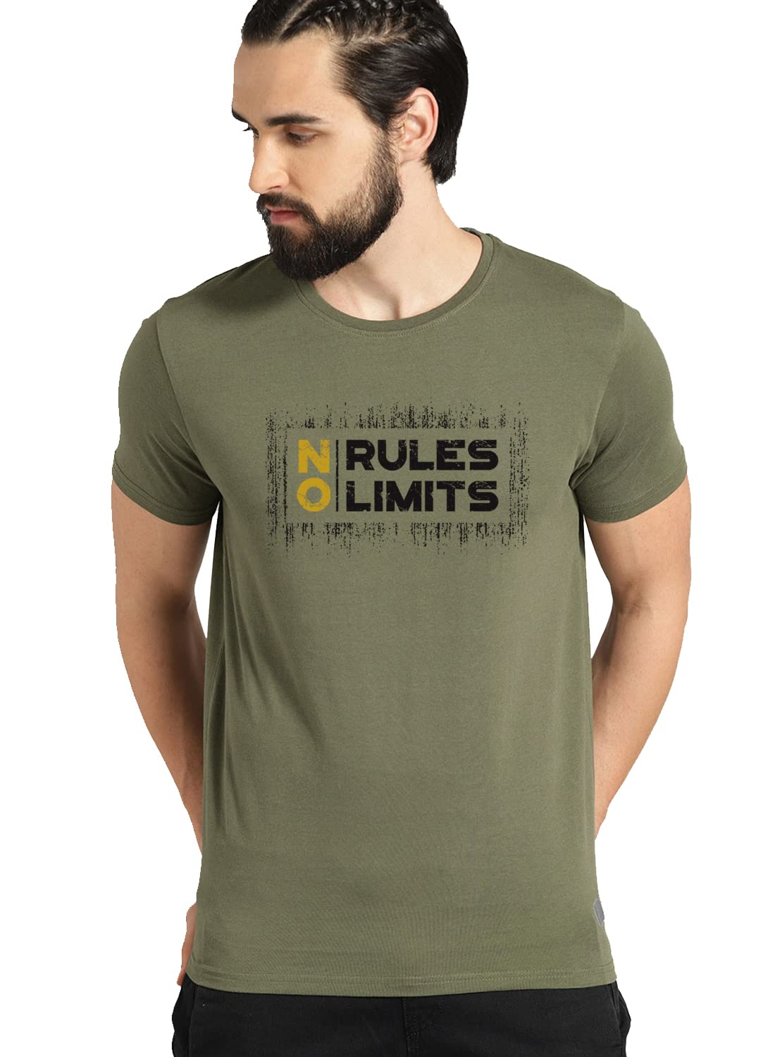 ADRO No Rules No Limits Mens Printed T-Shirt (RNR-M-LIM-OL_Olive)