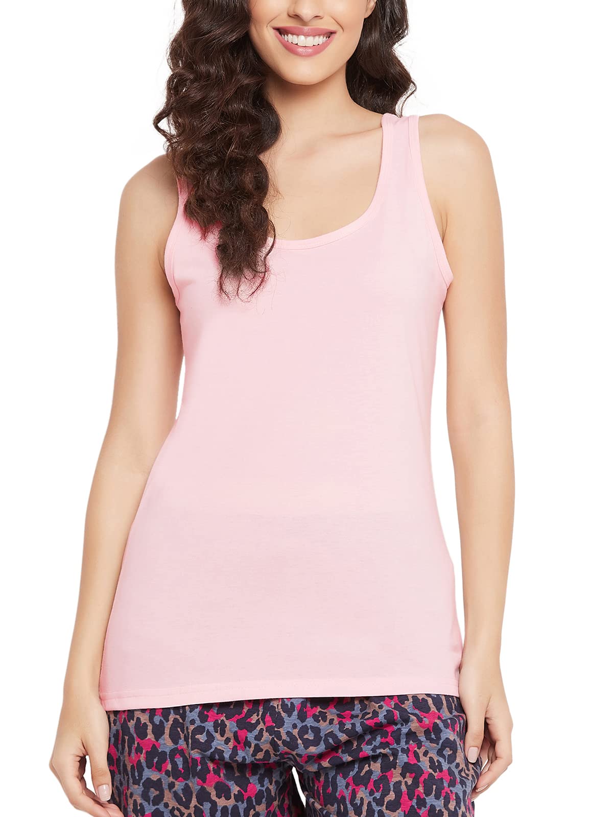Clovia Womens Cotton Chic Basic Tank Top (CM0007E22_Soft Pink_M)