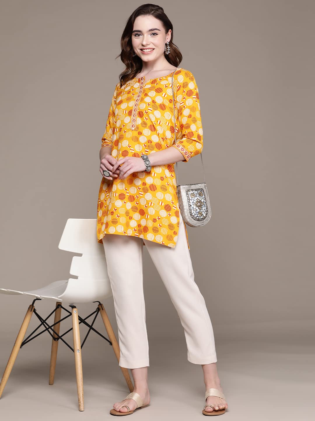 anubhutee Women's Rayon Printed Straight Kurti ABWKA2447_OR_L_Orange