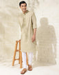 Fabindia Men's Cotton Embroidered Comfort Fit Kurta (1034516SAGE_Sage