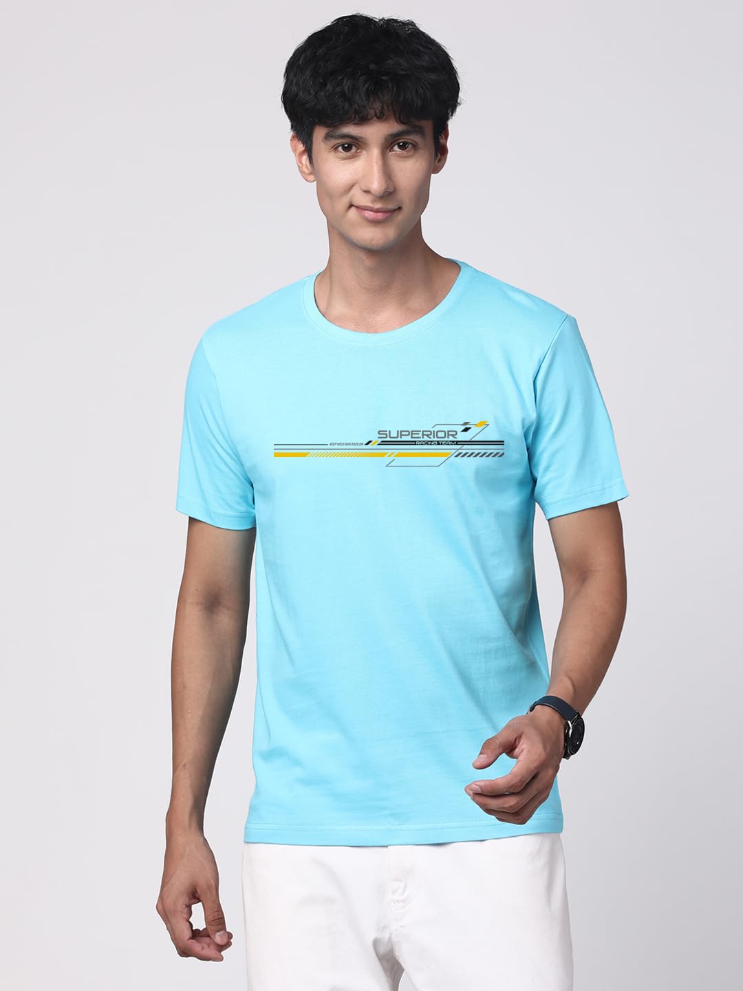 ADRO Men's Graphic Printed 100% Cotton T-Shirt - Regular Fit, Printed T-Shirts for Men (RN24-RAC-MI_Mint)