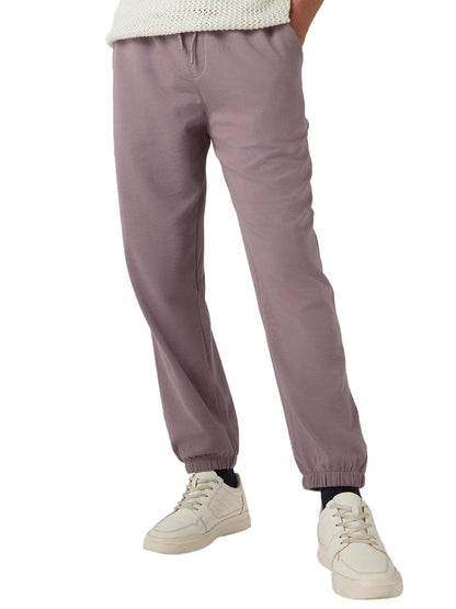 Bewakoof Heavy Duty 1.0 Mens Solid Regular Fit Cotton Blend Track Pant_646502_Purple_XL