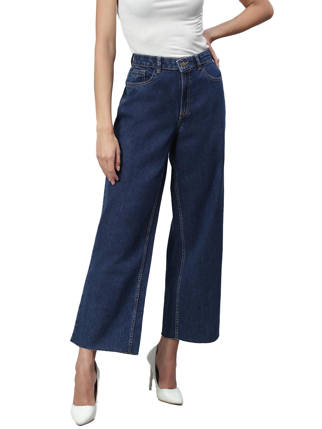 Kotty Womens High Rise Regular Fit Ankle Lenth Solid Jeans