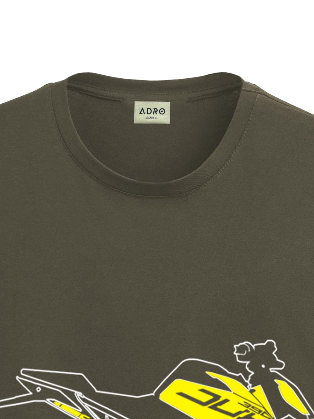 ADRO Men's Biker Design Printed 100% Cotton T-Shirt - Regular Fit, Printed T-Shirts for Men (RN24-KTM-OL_Olive)