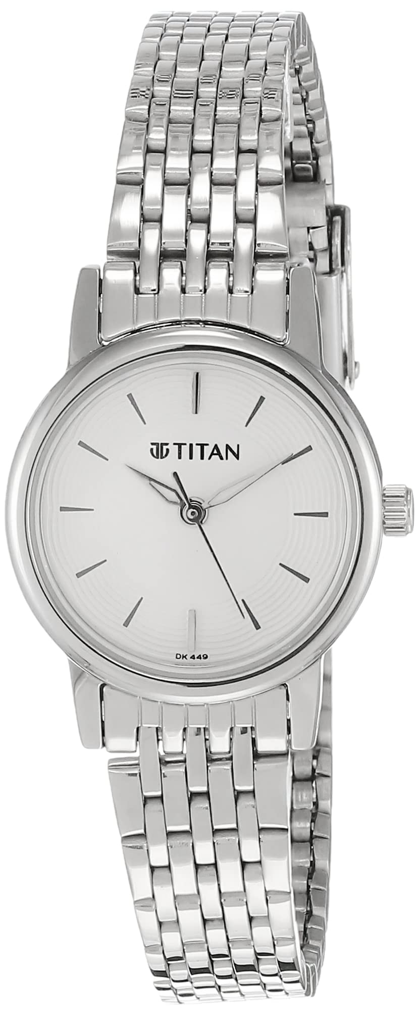 Titan Quartz Analog Silver Dial Metal Strap Watch for Women-NS2593SM04