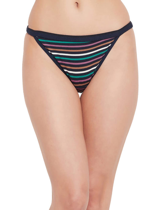 Clovia Womens Cotton Low Waist Striped Bikini Panty (PN2454A19_Multi_XXL) Multicolour