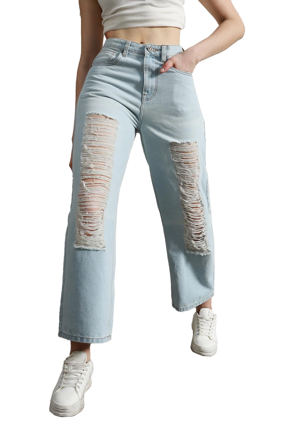Hubberholme Women Blue Summer Cotton Tapered Fit Jeans