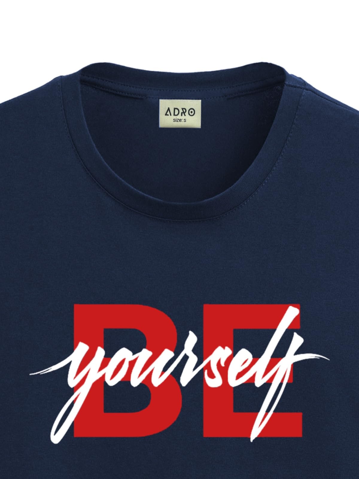 ADRO Men's Solid Regular Fit T-Shirt (RN24-BYO-NB_Navy Blue