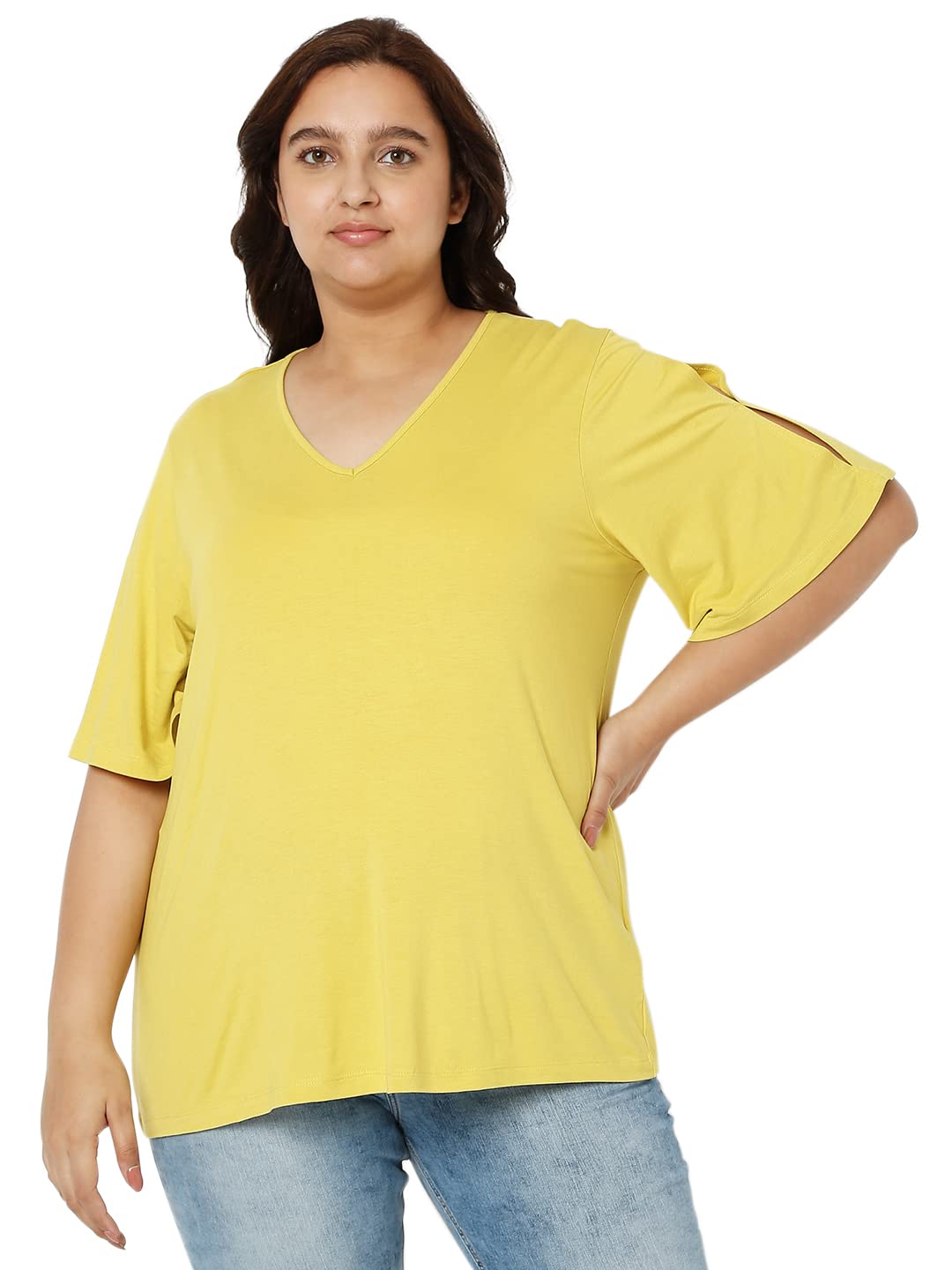 Vero Moda Curve WomenS Regular Fit T-Shirt (10284327- Celery S)
