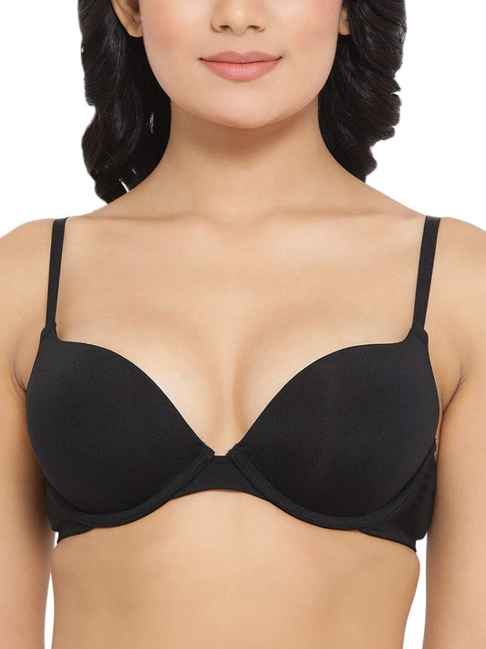 Clovia Womens Padded Underwired Level-3 Push-Up Multiway T-Shirt Bra in Black (BR1908A13_Black_36A)