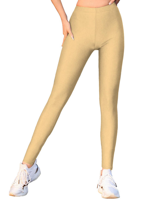 Shasmi Girls & Womens Shimmer Gold Color Solid Knitted Tailored Cut & Slim Fit Stretchable Nylon Elasthane Fabric Ankle Length