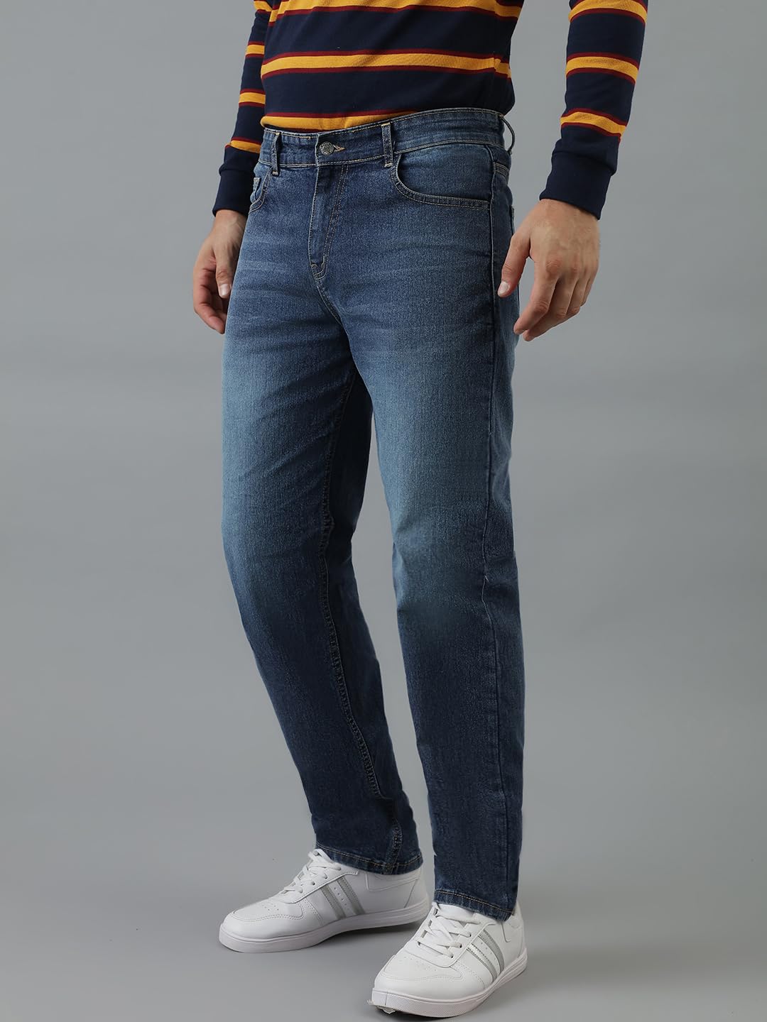 Kotty MenS Slim Fit Mid Rise Dark Blue Jeans