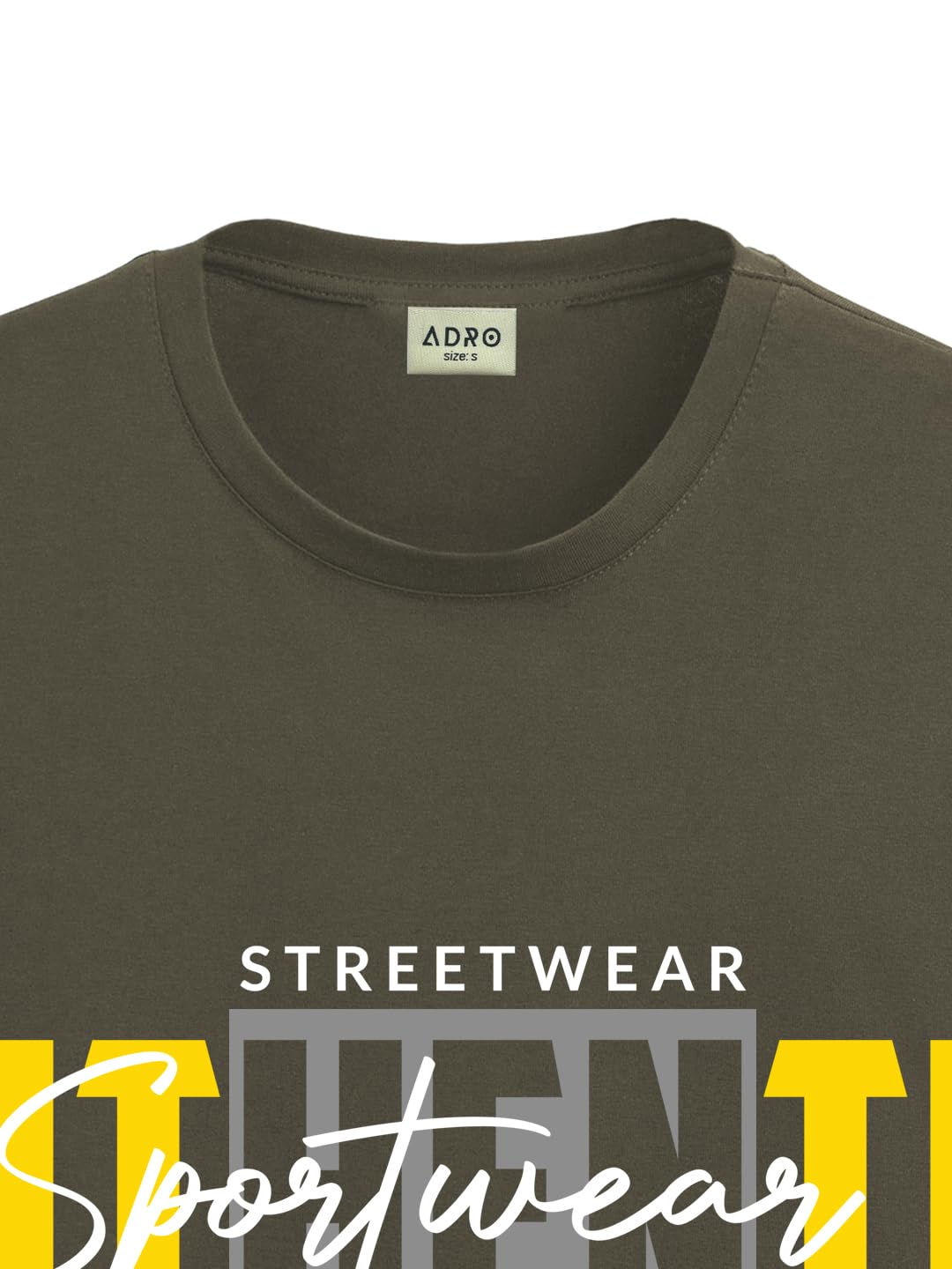 ADRO Men's Graphic Printed 100% Cotton T-Shirt - Regular Fit, Printed T-Shirts for Men (RN24-SPT-OL_Olive)