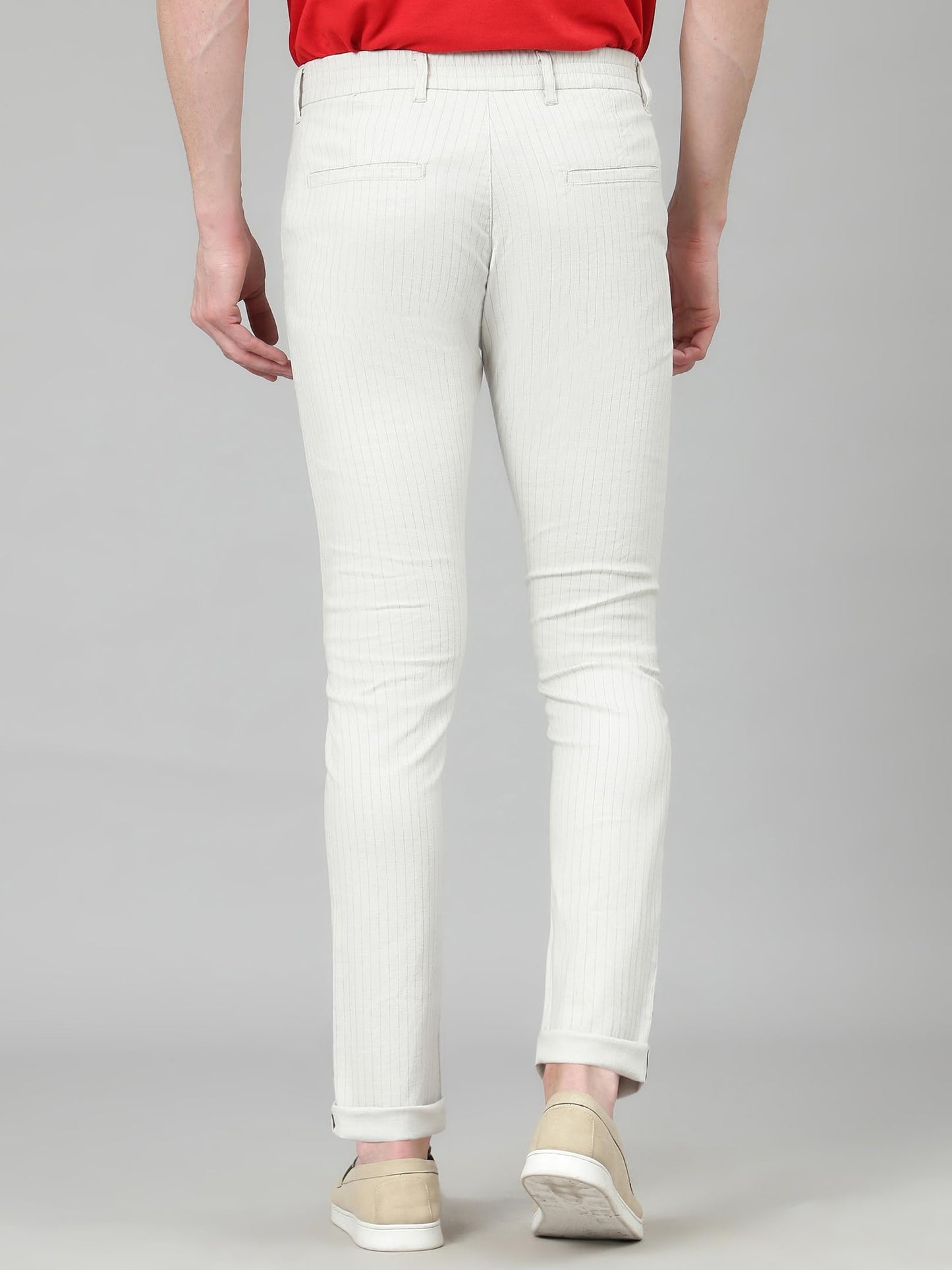 AVANOVA Mens Solid Linen Off White Trousers Light Business Style Slightly Stretch Straight Leg Pants for Outdoor Casual Daily T