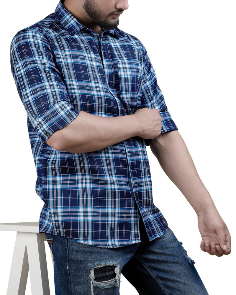 Noble Monk MenS Regular Fit Shirt | Checkered | Full Sleeves | Casual Shirt For Men