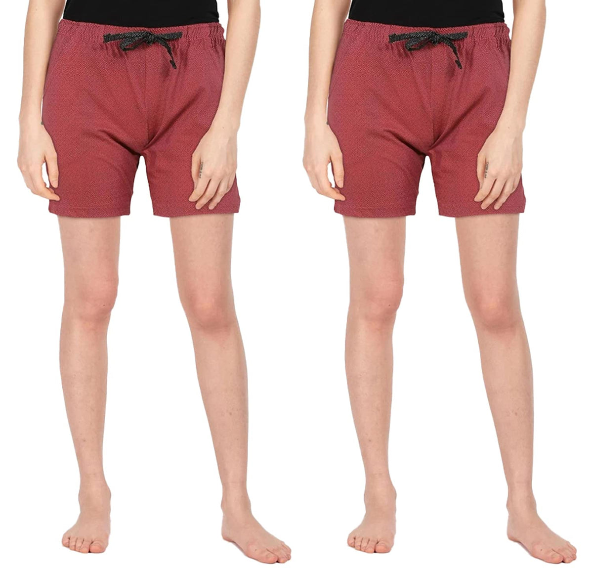 Lyra Pure Cotton Printed Night Shorts For Women (Pack Of 2)