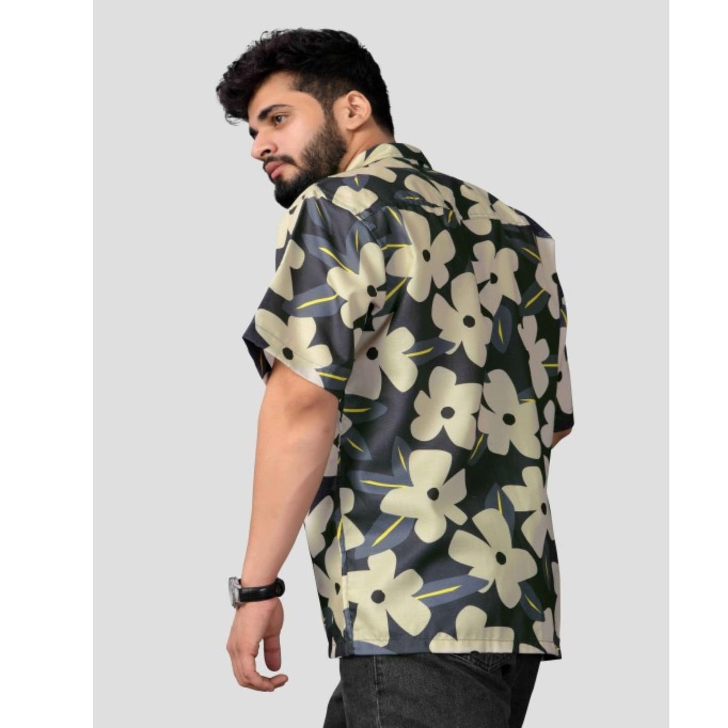 Brown Culture MenS Cotton Blend Floral Print Shirt With Spread Collared Half Sleeves Standard Length And Button Down Closure Ty