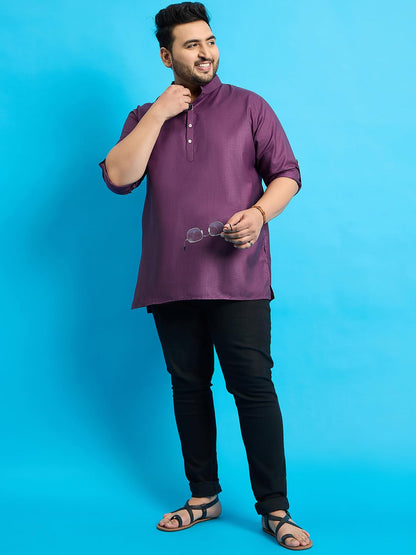Bigbanana Plus Size Men'S Regular Fit Solid Short Kurta