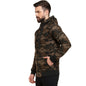Campus Sutra Mens Olive Green Camouflage Regular Fit Cotton Jacket For Winter Wear | Hooded Collar | Full Sleeve | Zipper | Cas