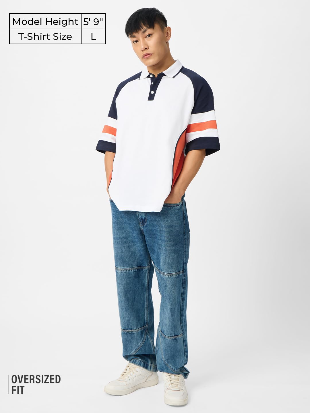 The Souled Store Originals: Flame Men and Boys Short Sleeve Collared Neck White and Yellow Graphic Printed Cotton Oversized Polo