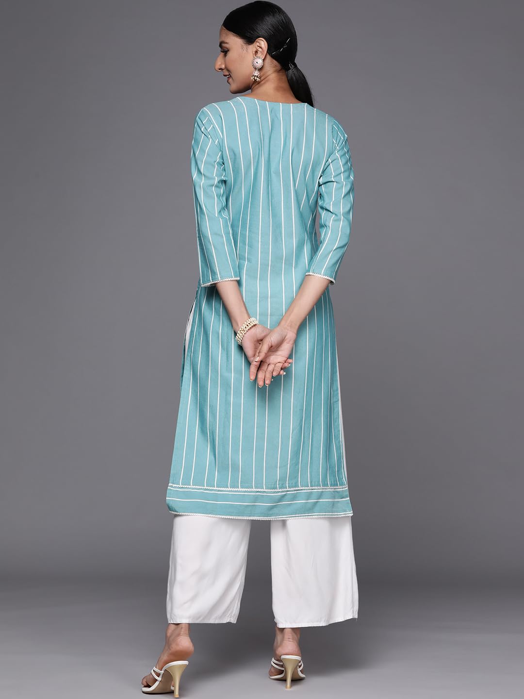 Libas Womens Embroidered Cotton Straight Kurta For Women