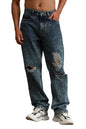 Hubberholme Men Blue Cotton Straight Fit Mid-Rise Solid Jeans