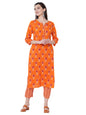 GoSriKi Women's Pure Cotton Flower Print Kurta with Palazzo (Orange Flower_GO)