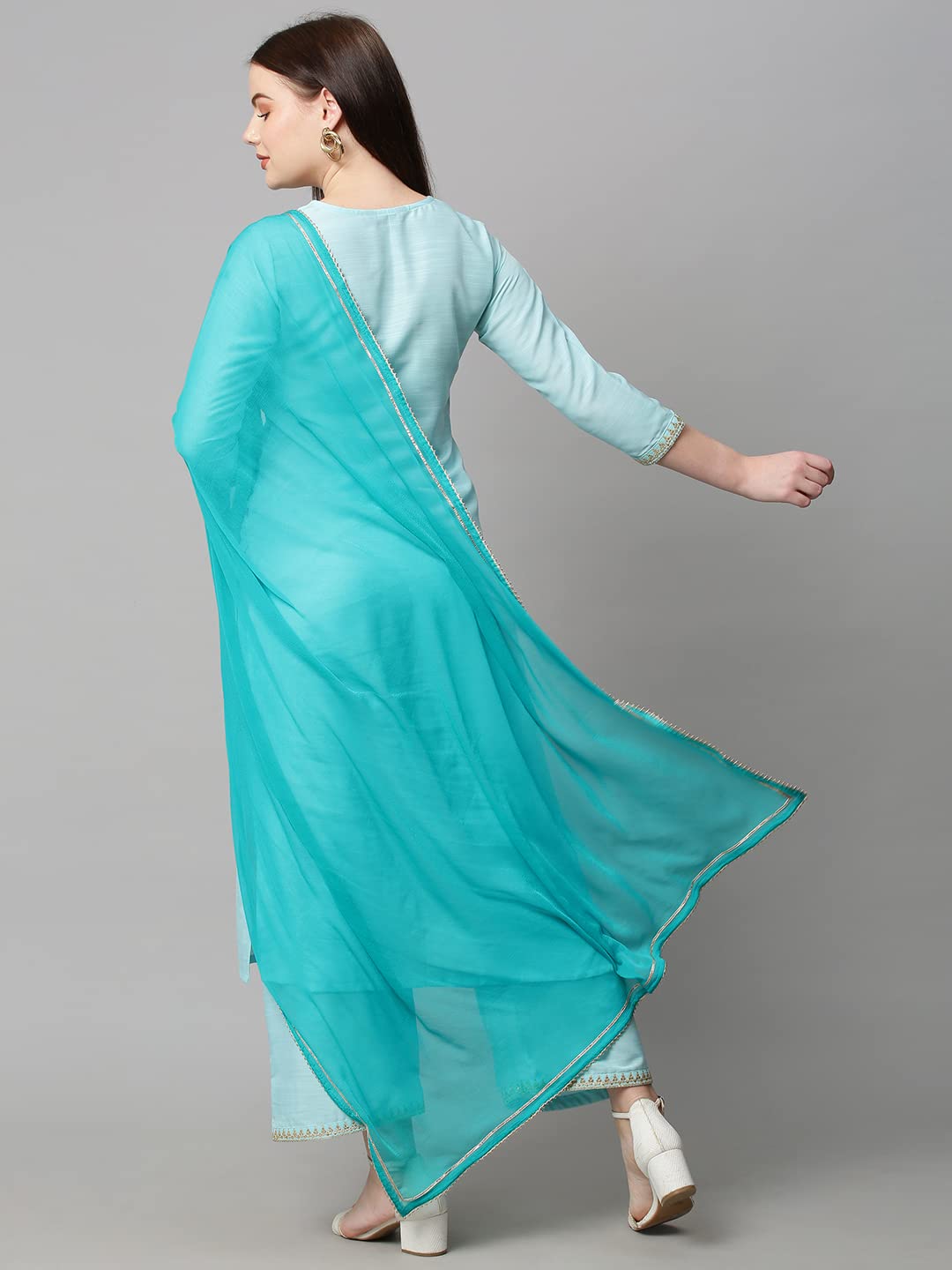 ANNI DESIGNER Women's Cotton Blend Kurta & Palazzo With Dupatta