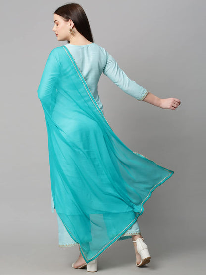 ANNI DESIGNER Women's Cotton Blend Kurta & Palazzo With Dupatta