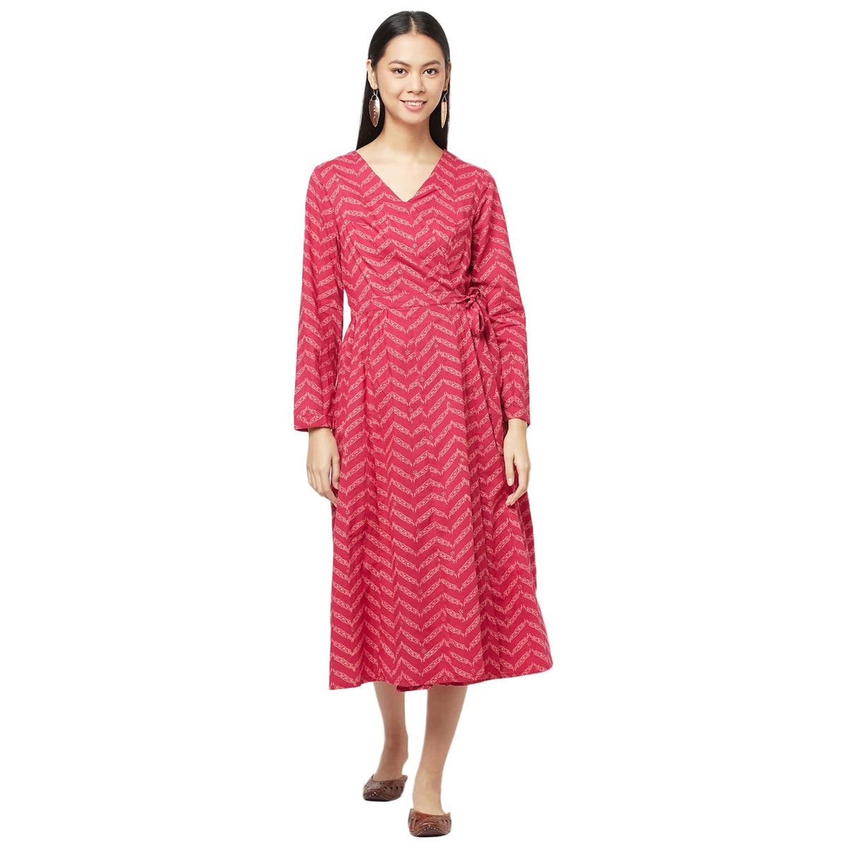Fabindia WomenS Cotton Dress Pink_M