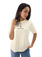 The Souled Store Solids: Off-White Women and Girls Short Sleeves Round Neck Cotton Relaxed Fit T-Shirts