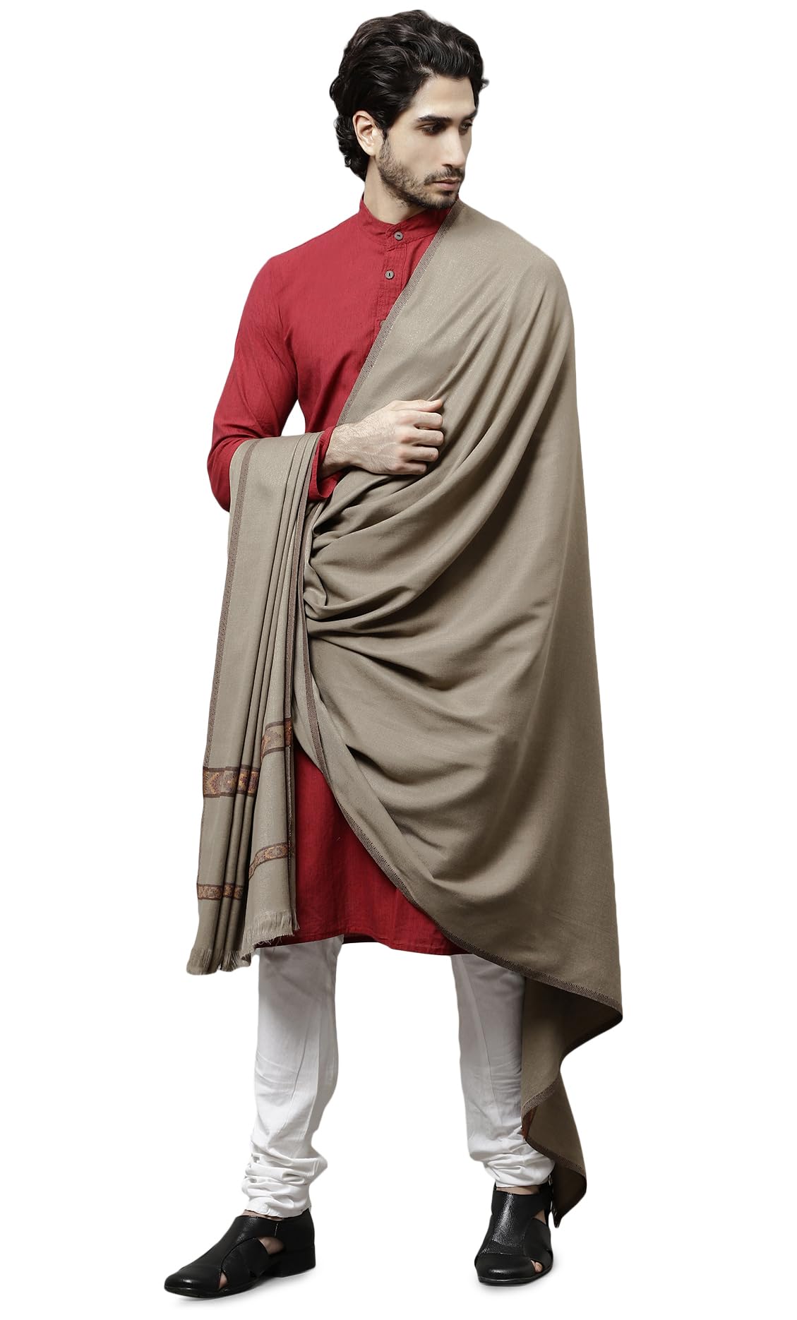 Weavers Villa Mens Kullu Design Wool Blend Lohi/Shawl, 120cm x 240cm