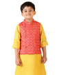 Fabindia BoyS Red Viscose Blend Sleeveless Nehru Jacket (100039401