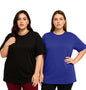 Juneberry 100% Pure Cotton Oversized Baggy Fit Drop Shoulder Solid Core Plus Size T-Shirt Combo For Women (Pack Of 2) (Po2_Jb_Ps