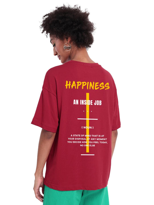 Bewakoof Womens Typography Oversized T-Shirt_621259_Red_L