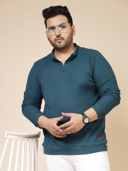 Rigo Waffle Knit Solid Plus Size T-Shirt for Men | Full Sleeves T-Shirt | Solid T-Shirts for Man | Stylish, Casual Wear Plus Siz
