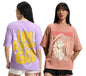 Juneberry Pure 100% Cotton Oversized Loose Baggy Fit Drop Shoulder Latest Aesthetic & Cool Graphic Prinred Half Sleeve T-Shirts