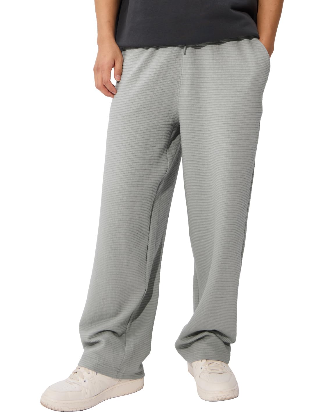 The Souled Store Ash Grey Mens and Boys Korean Fit Cotton Blend Solid Korean Joggers