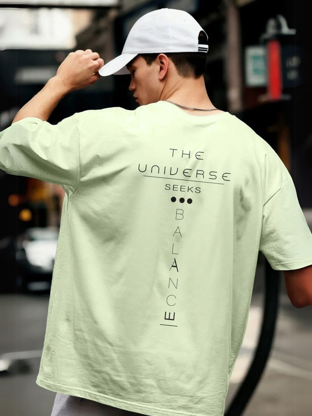 Nobero MenS Graphic Print Oversized Fit T-Shirt (1M-Twrt-C0869-X_Aloe Olive Green