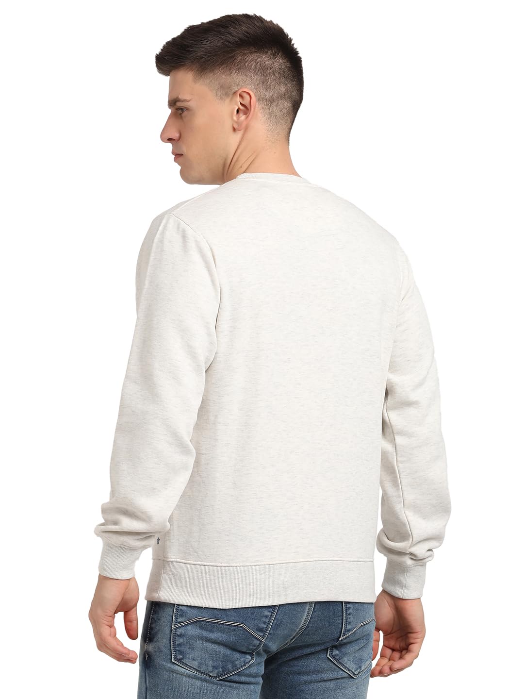 Turtle Men Poly Cotton Slim Fit Full Sleeve Heather Grey Sweatshirt