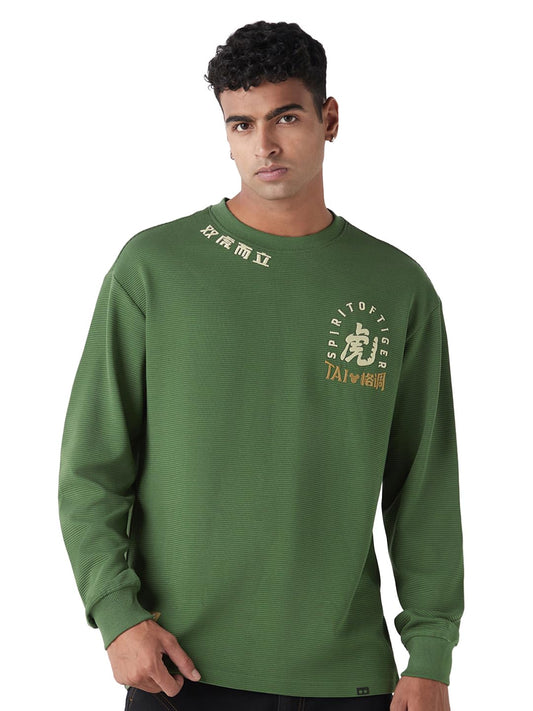 Bewakoof Heavy Duty 1.0 Official Disney Merchandise Mens Textured Oversized Fit Full Sleeve Round Neck Blended T-Shirt_648684_G