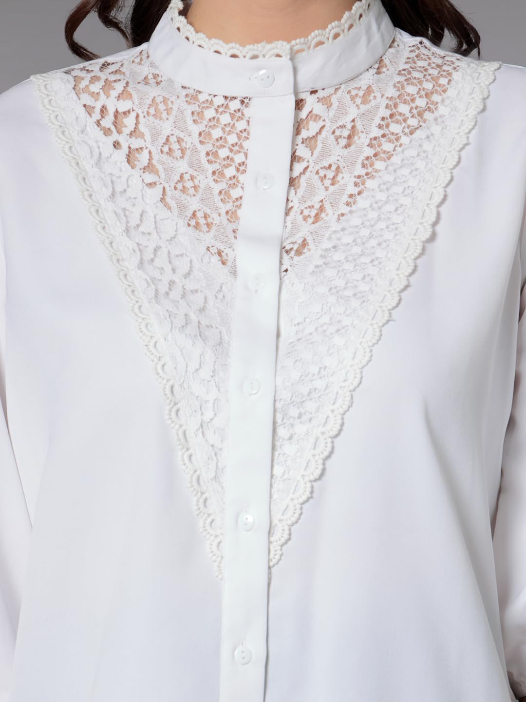 Style Quotient Women Solid White Polymoss Smart Casual Shirt