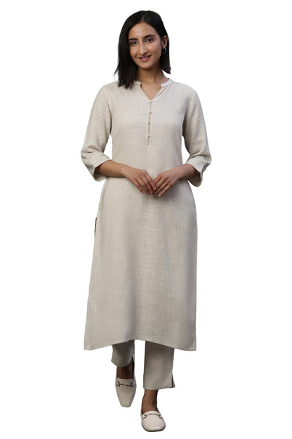 Aurelia WomenS Rayon Regular Kurta (24Fea15023-606393_Natual