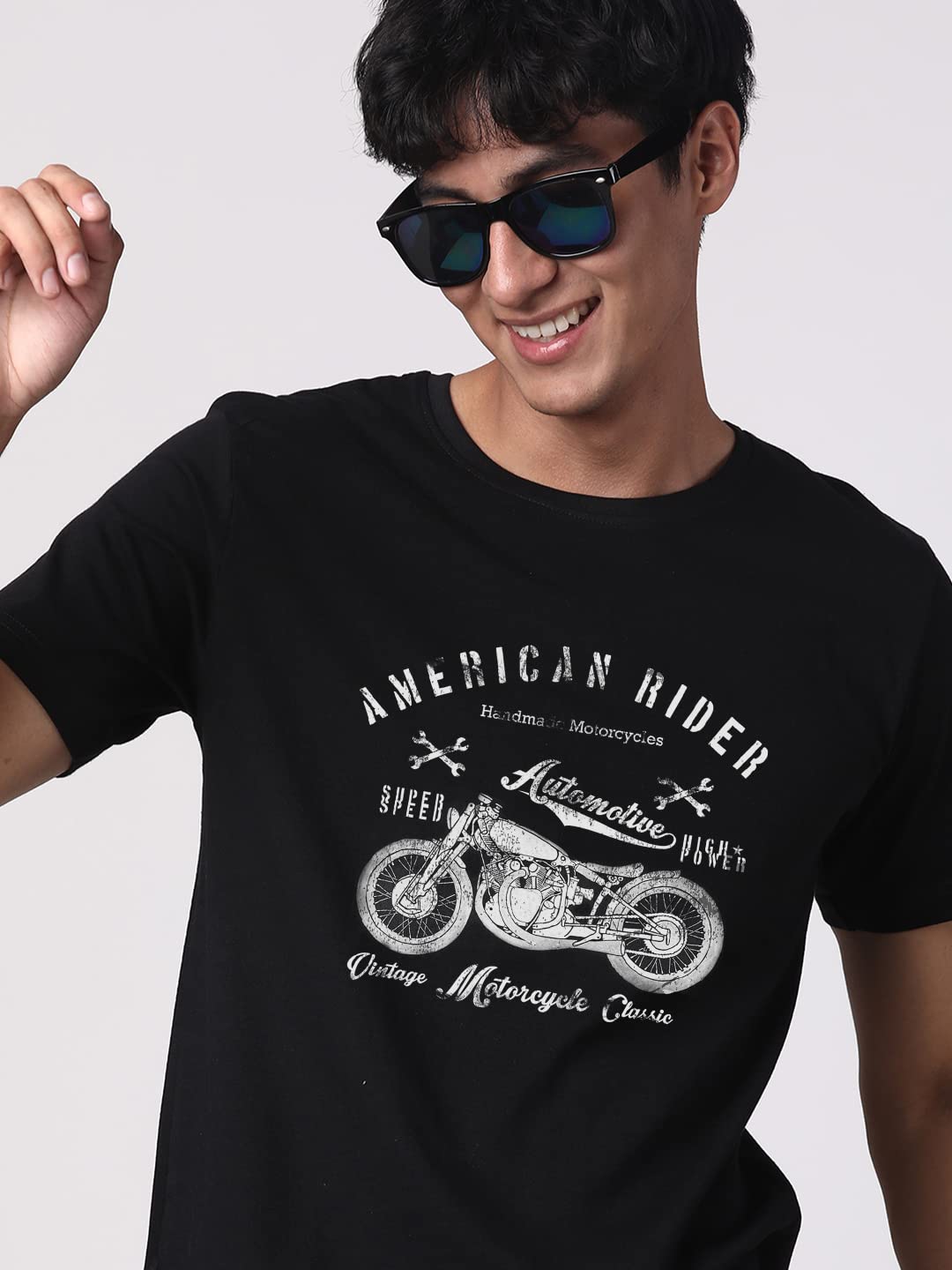 ADRO Men's Regular Fit T-Shirt (RN-M-AME-BL)