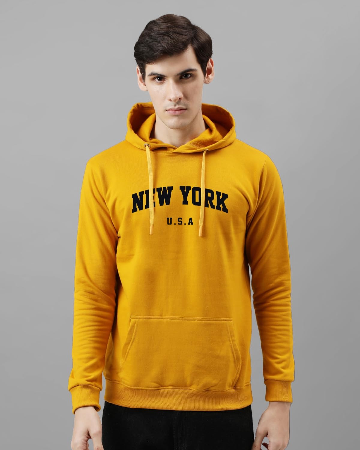 ADRO Men's Cotton Blend Neck Hooded Sweatshirt (H24-NEW)