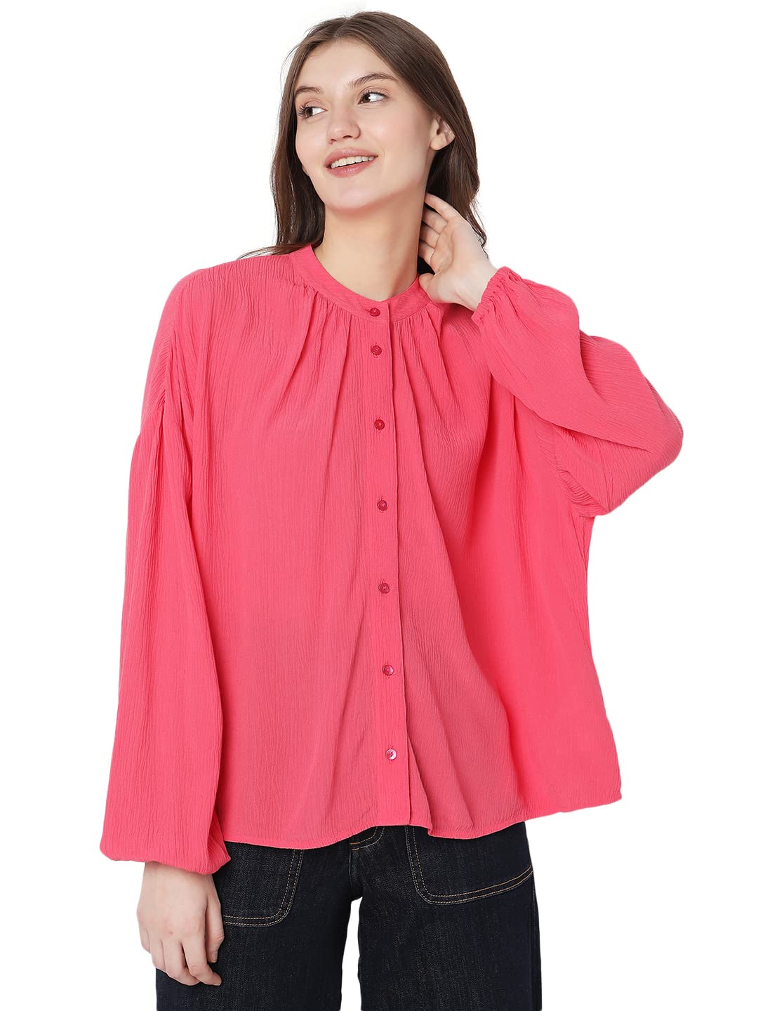 Vero Moda Flared Top (299149301_Claret Red_M_)
