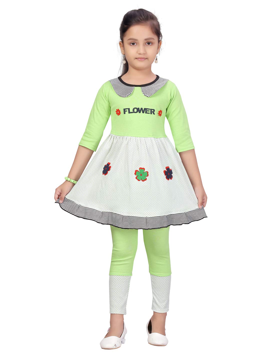 Aarika GirlS Cotton Top Pant Suit-Dress Set (Dr-Hb-159 Green_20)
