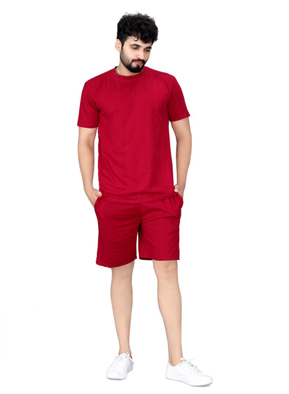ELLITI Cotton Blend Casual Round Neck Half Sleeve Oversized Co-ord Set Mens, Pyjama Set, Sleepwear Loungewear T-Shirt and Short